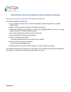 NCQA Relative Resource Utilization Data Architecture Redesign