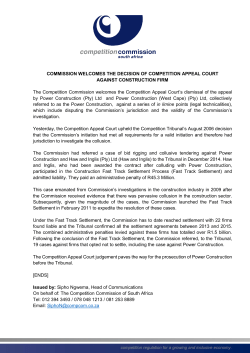 COMMISSION WELCOMES THE DECISION OF COMPETITION