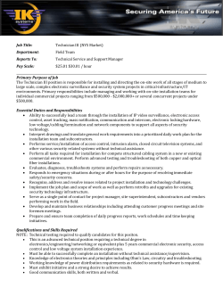 Technician III (NYS Market) Department: Field Team Reports To