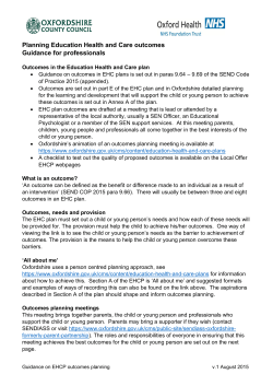 Planning Education Health and Care outcomes Guidance for