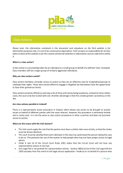 FAQ Class Actions - Public Interest Law Alliance