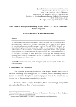 New Trends in Foreign Market Entry Mode Choices