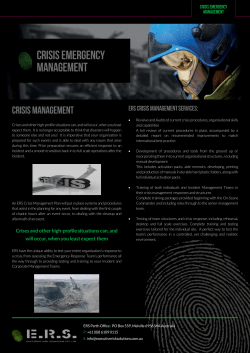 Crises and other high-profile situations can, and will occur, when