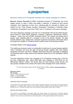 Press Release Business centers of O1 Properties hold