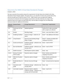 Data Entry for HMIS Critical Data Standards