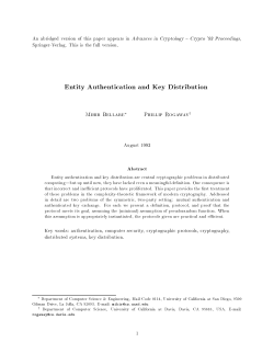 Entity Authentication and Key Distribution
