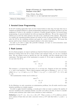1 Iterated Linear Programming 2 Rank Lemma