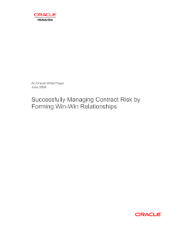 Successfully Managing Contract Risk by Forming Win-Win