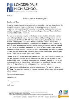 Enrichment Week: 17-20 th July 2017