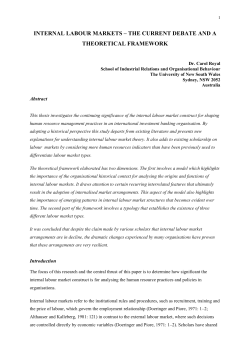 internal labour markets &ndash; the current debate and a