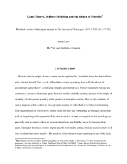 Game Theory, Indirect Modeling and the Origin of Morality