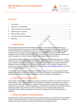 EEF Guidance on Cost Evaluation