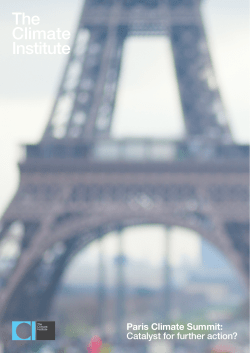 Paris Climate Summit - The Climate Institute