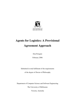 Agents for Logistics - University of Melbourne