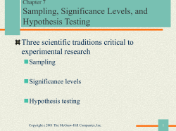 Chapter 7 Sampling, Significance Levels, and Hypothesis Testing