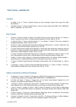Paolo Traverso &ndash; publication list Text Book Book Chapters - FBK-ICT