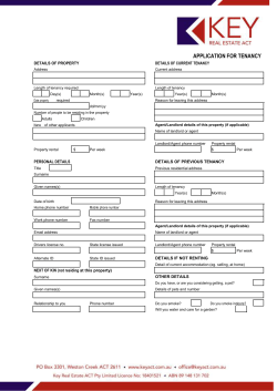 application for tenancy - Key Real Estate Canberra, ACT