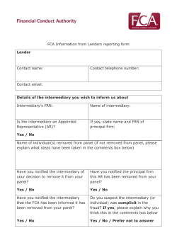 FCA Information from Lenders reporting form