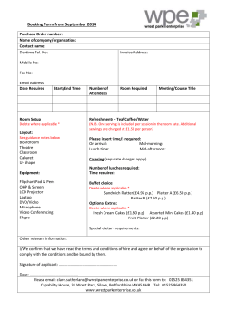 BOOKING FORM AND INFO SEP 2014