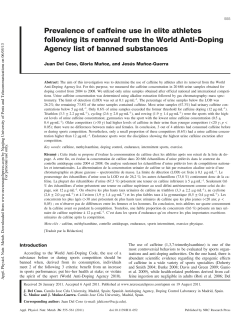 Prevalence of caffeine use in elite athletes following its removal from