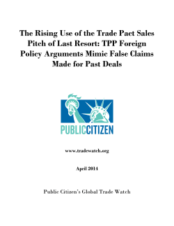 The Rising Use of the Trade Pact Sales Pitch of Last