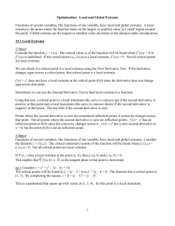 Optimization: Local and Global Extrema Functions of several