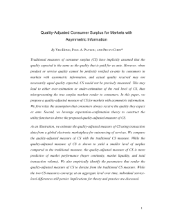 Quality-Adjusted Consumer Surplus for Markets with Asymmetric