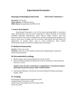 Experimental Economics - Nanyang Technological University