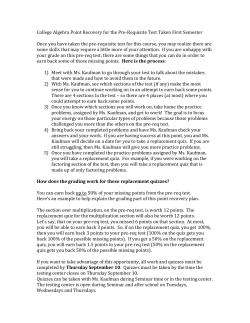 College Algebra Point Recovery for the Pre