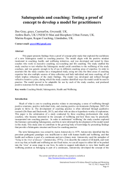 Salutogenisis and coaching: Testing a proof of concept to develop a