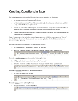 Creating Questions in Excel