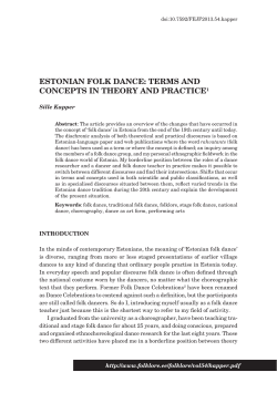 ESTONIAN FOLK DANCE: TERMS AND CONCEPTS IN THEORY