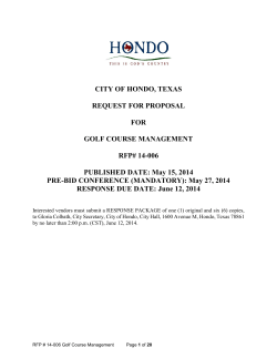 CITY OF HONDO, TEXAS REQUEST FOR PROPOSAL FOR GOLF