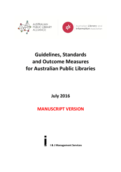 Guidelines, Standards and Outcome Measures for Australian Public