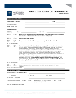 Faculty application - Vanguard University