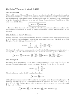 20. Stokes` Theorem I. March 6, 2013