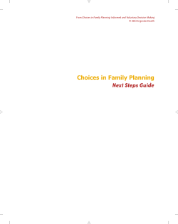 Choices in Family Planning: Next Steps Guide