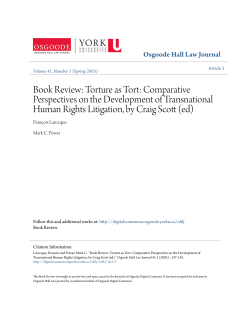 Torture as Tort - Osgoode Digital Commons