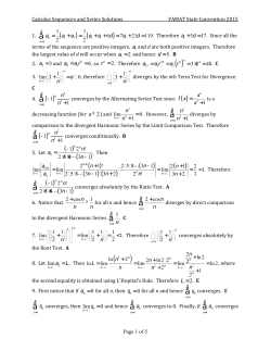 Calculus Sequences and Series Solutions FAMAT State Convention