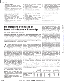 The Increasing Dominance of Teams in Production of Knowledge