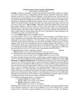 A Flexible Analysis of Topic Typology and Distribution Elena