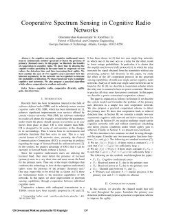 Cooperative Spectrum Sensing in Cognitive Radio Networks