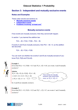 Edexcel Statistics 1 Probability Section 3: Independent and mutually