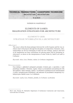 Elements of games: imagination strategies for architecture