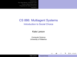 CS 886: Multiagent Systems - Introduction to