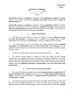 CONTRACT OF SERVICES 201_ (date) No____ (venue) [name