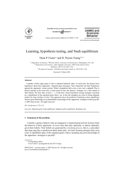 Learning, hypothesis testing, and Nash equilibrium