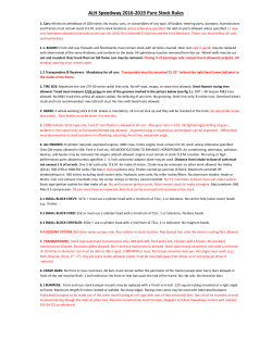 ALH Speedway 2016-2019 Pure Stock Rules 1. Cars: Minimum