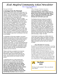 June 2015 Newsletter - Bluewater District School Board