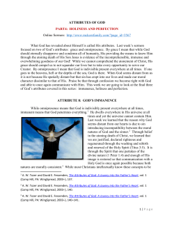 ATTRIBUTES OF GOD PART4: HOLINESS AND PERFECTION